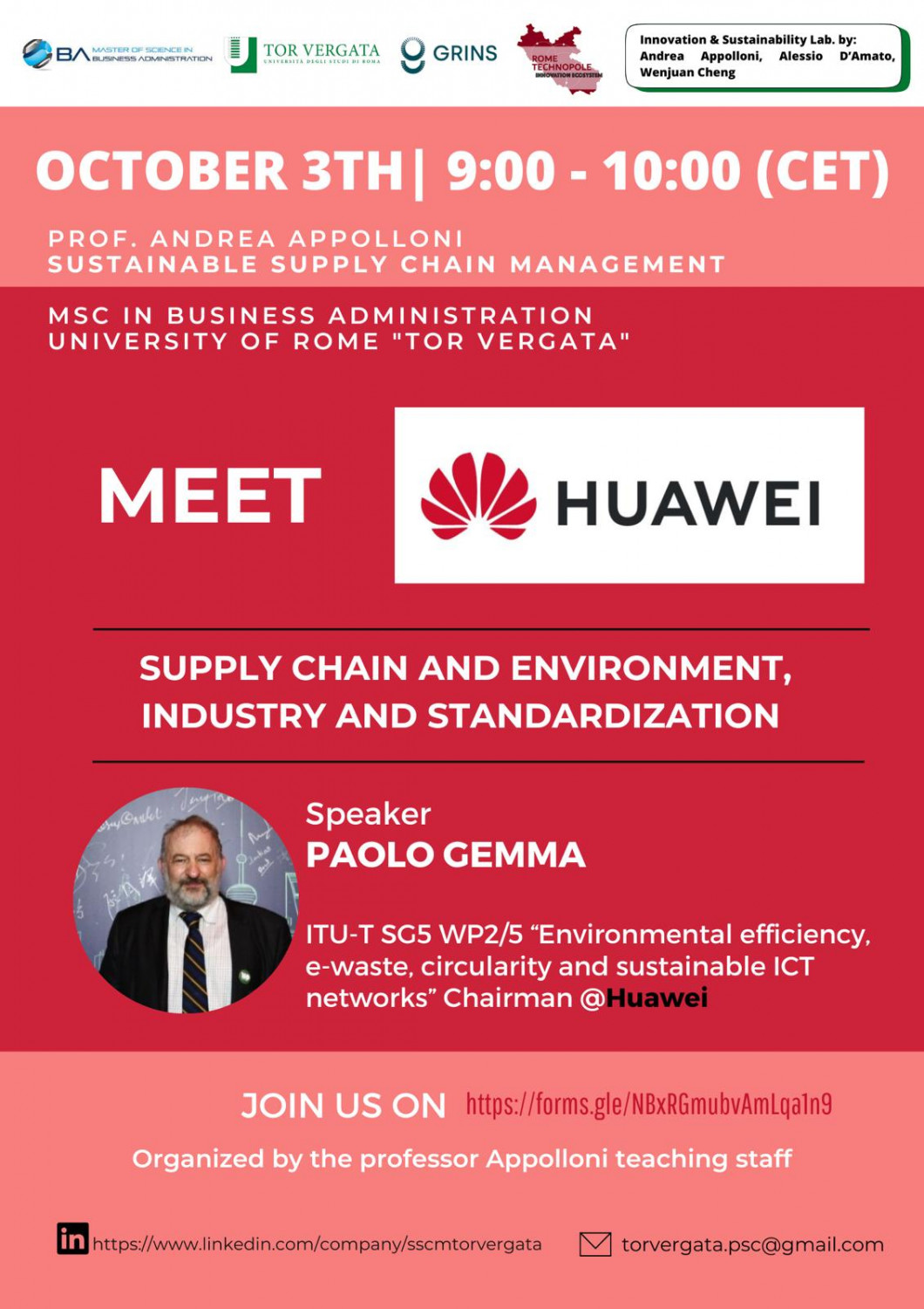 Rome Technopole: Seminars with Companies and International Organizations